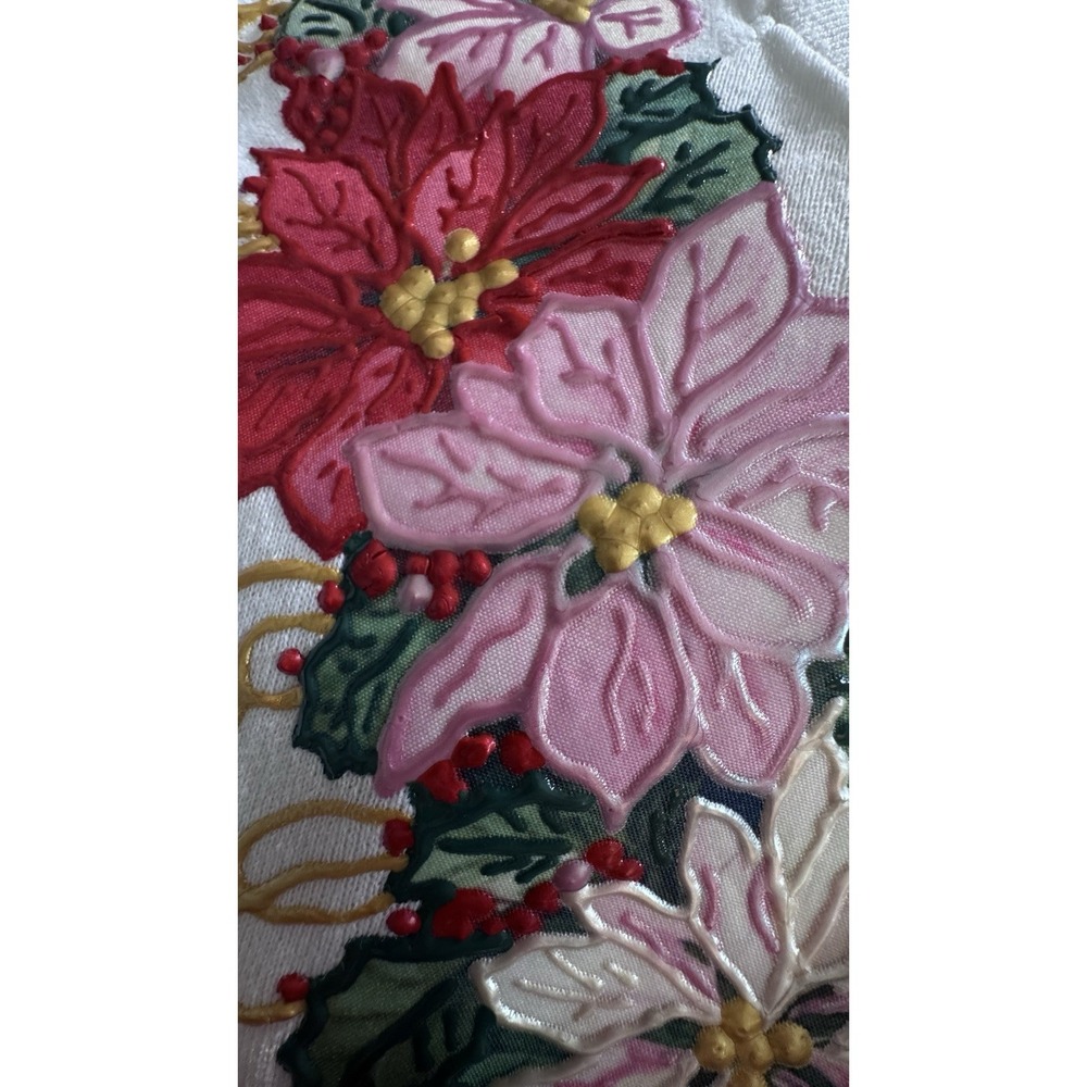VTG Retro 80s Christmas Poinsettia Women's Sweatsuit Puffy Paints Handmade - Picture 12 of 16